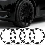 Wheel Rim Protect for Tesla Model Y 20" (2020-2024), Easy-Install Hubcaps Wheel Cover, Scratch-Resistant Car Tire Trim Rings, Stylish Design for Induction Wheels, Matte Black 4Pcs Model Y Accessories