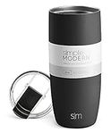 Simple Modern Travel Coffee Mug Tumbler with Flip Lid | Insulated Stainless Steel Iced Coffee Cup | Gifts for Women & Men | Voyager Collection | 20oz | Midnight Black