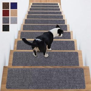 Stair Treads Non-Slip Carpet Indoor Set of 14 Grey Carpet Stair Tread Treads Stair Rugs Mats Rubber Backing (30 x 8 inch),(Grey, Set of 14)