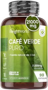 Café Verde Puro 21000 mg - 90 Cápsulas | Suplemento para Fines Dietéticos del Extracto de Café Verde Arábica, Sin Tostar para Máximos Beneficios | Potente Fuente de Cafeína Pura y Ácido Clorogénico