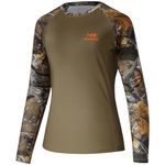 BASSDASH Women’s Camo Hunting Shirt Long Sleeve UPF 50+ Sun Protection Performance Tee Fishing Hiking, Brown/Autumn Forest, Medium