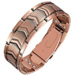 Jeracol Copper Bracelet for Men, 3X Magnetic Bracelet Men with 3 row Ultra Strength Magnets, Unique Folding Clasp Wristband with Adjustment Tool and Jewelry Gift Box