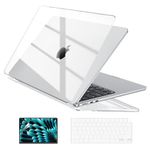 EooCoo Compatible with MacBook Air 15 inch Case 2024 2023 Release M3 A3114 M2 A2941 Liquid Retina Display, Plastic Hard Shell Case + Keyboard Cover + Screen Protector, Crystal Clear