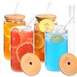 [ 4pcs Set ] Glass Cups with Bamboo