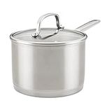 KitchenAid 3-Ply Base Brushed Stainless Steel Sauce Pan/Saucepan with Lid, 3 Quart