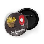 dhcrafts Pin Badges Black Food Lovers Love French Fries Glossy Finish Design Pack of 1