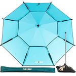 Xacool Beach Umbrella with Sand Anchor, Heavy Duty, High Wind, Large Windproof Beach Umbrellas with Sand Bags, Portable for Travel, Compact and Best Sun Protection UV, Big Shade, Strong Wind Resistant