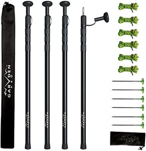 Telescoping Tarp Poles | Replacement Canopy Adjustable Aluminum Rods, Portable & Lightweight for Tent Fly, Awning, Outdoor Camping, Hiking, Backpacking & Rainfly + Pegs & Reflective Ropes