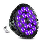 Black light Bulb, KINGBO 36W UV LED Blacklight E26 PAR38 Glow in The Dark Light, 395nm LEDs Super Bright for Blacklight Party Birthday Wedding DJ Stage Dance Floor Lighting (Metallic Black)