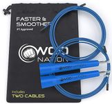 WOD Nation Adjustable Speed Jump Rope For Men, Women & Children - Blazing Fast Fitness Skipping Rope Perfect for Boxing, MMA, Endurance - Blue