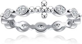 AimiIee Oval Cut Moissanite Eternity Rings Cross Wedding Bands D Color VVS1 Clarity 925 Sterling Silver Vintage Bezel Anniversary Band Ring for Unisex Women Men Couples with Certificate Size 7.5