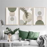 PWAAHDC Set of 3 Sage Green Canvas Wall Art - Modern Poster Prints for Walls, Boho Home Decor (Unframed, A2)