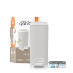 Diaper Genie Select Pail (Grey) is Made of Durable Stainless Steel and Includes 1 Starter Square Refill That can Hold up to 165 Newborn-Sized Diapers.