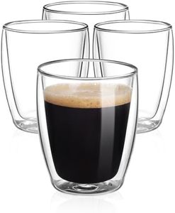 Double Wall Glass Coffee Mugs 350ml(Set of 4) 12 Ounces-Glass Coffee Cups Perfect for Espresso, Latte, Americano, Tea Bag, Cappuccino, Hot and Cold Drinks Beverages