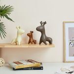 amazon basics Home Décor Elk Family Matte Finish Ceramic Figurines - (Set of 3, Matte Brown)