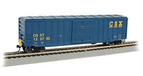 Bachmann Trains 14904 50' Outside Braced Box Car with Flashing End Of Train Device - CSX - HO Scale Hobby Freight, Prototypical Blue