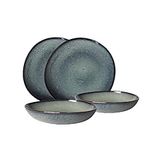 like. by Villeroy & Boch - Lave earthenware tableware set, 4 pces., pottery look, dinnerware for 2 people, grey