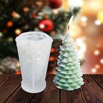 TANCUDER Christmas Candle Moulds for Candle Making, 3D Christmas Tree Candle Mold Xmas Silicone Candle Mould Candle Making DIY Cake Soap Supplies for Christmas Party Home Decor Handmade, White