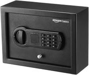 Amazon Basics Small Slim Desk Drawer Security Safe with Programmable Electronic Keypad, Black, 11.8''W x 8.6''D x 4.4''H