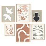 HAUS AND HUES Boho Posters & Prints - 6 Piece Art, Nature Wall Prints, Neutral Art, Minimal Art Print, Modern Gallery Wall, Botanical Print, Plants Poster, Boho Posters For Room Aesthetic (Unframed)