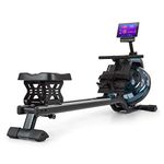 CAPITAL SPORTS Flow M Water Rowing Machine Rowing Bench - Water Rower, Home Training Device, Compact, Even & Joint-Gentle Training, 80 cm Long Slide, Water Resistance, 6 Steps, Black