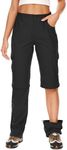 linlon Women's Hiking Pants Convertible Quick Dry Lightweight Zip Off Fishing Travel Safari Pants, Black-pants, 14