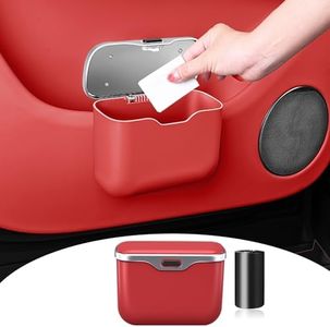 HOLDCY Car Trash Can, Waterproof Multi‑Functional Auto Trash Bin for Door/Console/Seat Back, Universal Vehicle Garbage Can for Car/Truck/SUV Drivers (Red)