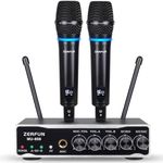 ZERFUN 2 Channel Rechargeable Wireless Microphone System, Pro UHF Metal Handheld Wireless Microphones Cordless Mics with Echo Bluetooth VOL Channel Control for Karaoke Singing Church(MU-898)