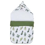 haus & kinder 3 In 1 Baby Sleeping Bag And Carry Nest | Cotton Bedding Set For Infants And New Born Baby | Portable And Travel Friendly | 0-6 Months (Be-Leaf In Yourself)