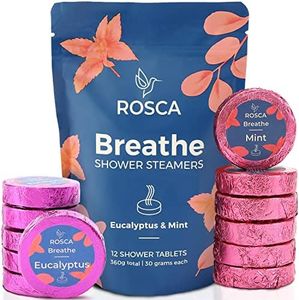 ROSCA Eucalyptus & Mint Shower Steamers - 12 Aromatherapy Shower Steamer with Essential Oils - Stress Relief Fizzies - Mothers Day Gifts, Relaxation Birthday Gifts for Women and Men