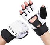 LiMMAX Kickboxing Sparring Gloves MMA Gloves for Men Women Half Finger Boxing Gloves Fighting Gloves Boxing Gloves for Punching Bag Training UFC Gloves for Men Women White L