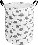 HUAYEE 19.6 Inches Large Laundry Basket Waterproof Round Cotton Linen Collapsible Storage bin with Handles for Hamper,Kids Room,Toy Storage(Dinosaur)