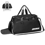 Yarmiene Large Gym Bag Mens Womens,35L Duffel Bag Travel Bags for Women,Sports Holdall Bag Cabin Bag Overnight Bag Weekend Bag Dance Bag with Shoes Compartment and Waterproof Wet Pockets,Black