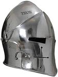 THOR Medieval Visored Barbuta Armor Helmet Brushed Steel Knights Templar Crusaders Halloween Costume Props