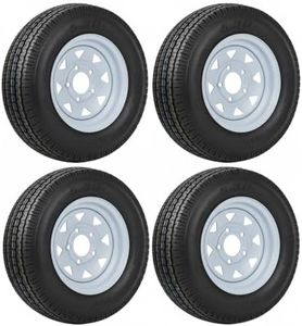 4PCS 5.30-12 5.30x12 530-12 5.30-12 Trailer Tires with 12 in Rims, 4 Pack 5.30 12 Tire 5 Lug on 4.5 in, Load Range c, 6PR, Muti Function Lawn Mower & Tractor Turf & Boat Tire