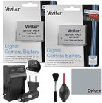 Vivitar LP-E8 Battery and Charger Kit for Canon Rebel T5i T4i T3i T2i, EOS 700D 650D 600D 550D DSLR Bundle with 2 Vivitar Rechargeable 1300mAh Li-ion Batteries, AC/DC Vivitar Travel Charger, MagicFiber Lens Cleaning Kit