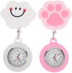 2 Pcs Hanging Pocket Watch: Nurse Lapel Pin Fob Watch, Clip on Nurse Watch Brooch Silicone Gel 3D Number Doctor Brooch for Men Women