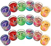 Kuber Selection Pack of 18 Pcs Multicolour Smokeless Decorated Mini Cute Glass Jelly Gel Candles for Home Decor Diwali Decoration,Spa,Birthdays Party (Pack of 18 Pcs, Multi)