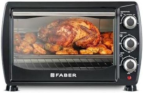 Faber 20 liter 1400 Watts OTG|Bake, Toast, Grill|4 Stage Functions, Upper & Lower Heating|Cool-Touch Handle, Heat Resistant Glass, Indicator Light, Auto-Shut, Ready Bell|Removable Crumb Tray|(Black)
