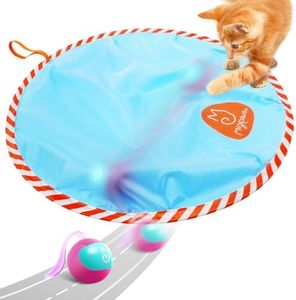 Migipaws Interactive Cat Ball Toy Set, Fun Tracker, Glowing Chase Ball with MystiChaser Pouch, Fluffy Tail, A Small Mice(Rose)