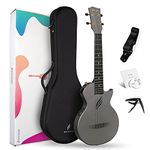 Enya Tenor Ukulele 26 Inch Carbon Fiber Acousticplus Cutaway Travel Ukelele for Adult with Beginner Bundle Kit Including Online Video Lessons, Case, Strap, Capo and Strings（Nova UE Pro Black）