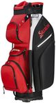 Srixon - Premium Cart Golf Bag - 14 Club Divider - 11 Zipper Pockets including a Velour-lined and an Insulated Coller Pocket - Score Card, Pen Divot Holders - Lock Bottom Base, UNIQ SIZE, Red/Black