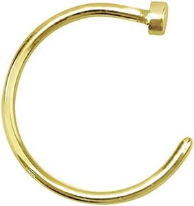 FIFTH CUE Gold Tone Flat Disc Nose Hoop 316L Surgical Steel Ring (Gold | 20GA | 8mm)