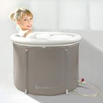 Portable Bathtub (Small) by Homefilos, Ice Bath and Cold Plunge for Athletes, Inflatable Adult Size Japanese Soaking Hot Tub for Shower Stall