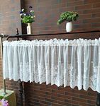 Topmodehome Lace Floral Embroidered Semi Sheer Curtain Window Valance for Kitchen Cafe Dinning Bath Room 1 Pcs (White) ,Polyester;Polyester Blend