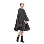 LAMA Waterproof Rain Poncho, Lightweight Reusable Rain Poncho Coat, Hiking Rain Coat Jacket with Hood and Carry Pouch for Adults Women Men, Outdoor Activities,Black