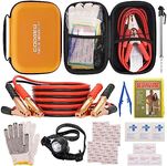 COOGEO Roadside Assistance Emergency Kit Multipurpose Bag Car Premium with Battery Jumper Cable Kit for Car, Vehicle, Truck or SUV for Men or Women, Orange