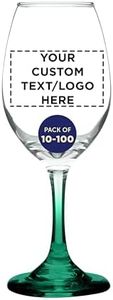 DISCOUNT PROMOS Custom Rioja Wine Glasses with Stem 10 oz. Set of 10/50/100, Personalized Bulk Pack - Color Bottom, Perfect for Wedding, Party Favors, Birthday, Bridal Shower Gifts - Green
