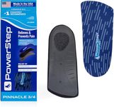Powerstep SlimTech Pinnacle 3/4 Neutral Arch Support, Plantar Fasciitis, Achilles Tendonitis Relief, Low Profile Inserts for Men and Women, Blue, Men's 11-11.5