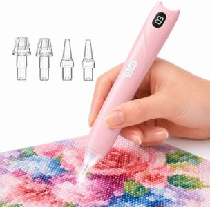 Electric Diamond Painting Pen with Light, Wax-Free Vacuum Diamond Art Pen with 3 Suction & 3 Brightness Levels, LED Display, Quiet, Ergonomic Grip, Rechargeable Cordless Diamond Painting Tool